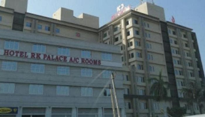 Charming exterior of Hotel RK Palace, a pet-friendly retreat offering a blend of comfort and convenience