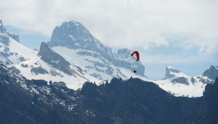Soaring high for panoramic views: Paragliding adventure in Engelberg, Switzerland, offering a bird's-eye perspective of the breathtaking landscapes
